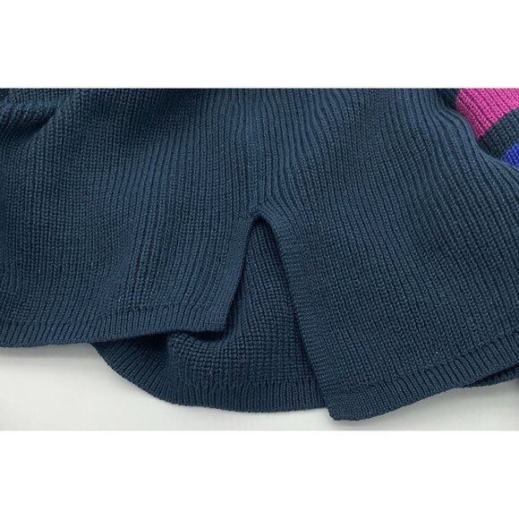 Title Nine Offsite Synergy Navy Turtleneck Striped Sleeve Knit Sweater S NWT - Picture 7 of 9